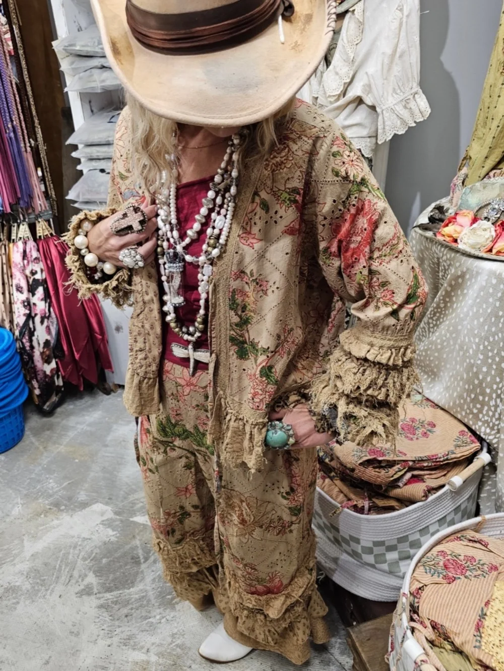 🎉 A RARE BIRD “TATTERED FLOWER “ A RARE BIRD HAND MADE TATTERED FLOWER JACKET